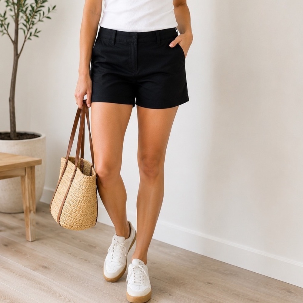 LOFT Riviera Shorts Classic Preppy Women 4 Black Tailored Chino‎ Shorts